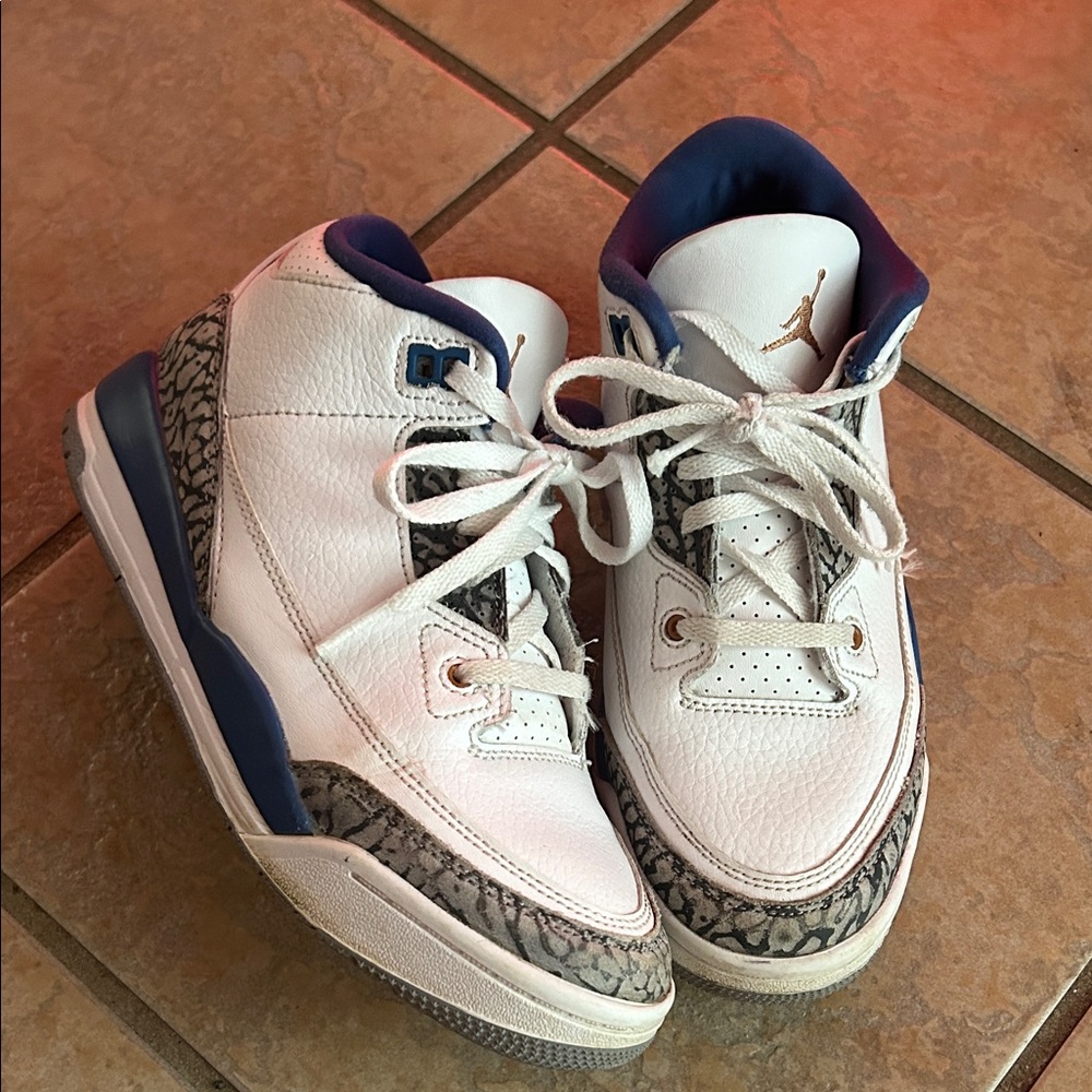 jordans White and Blue Sneakers with Snake Print